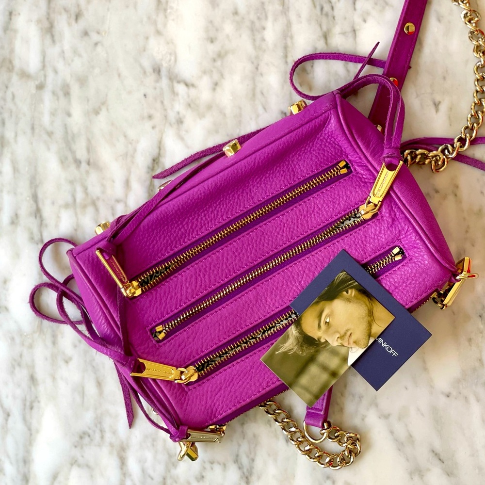 Rebecca Minkoff Core Mini 5-Zip Crossbody Bag, Purple